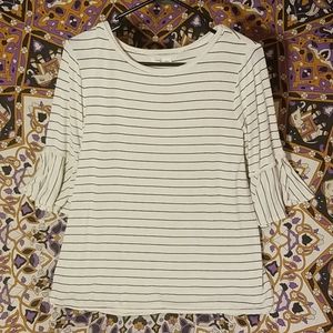 Flowy Striped Ruffle-Sleeve Blouse